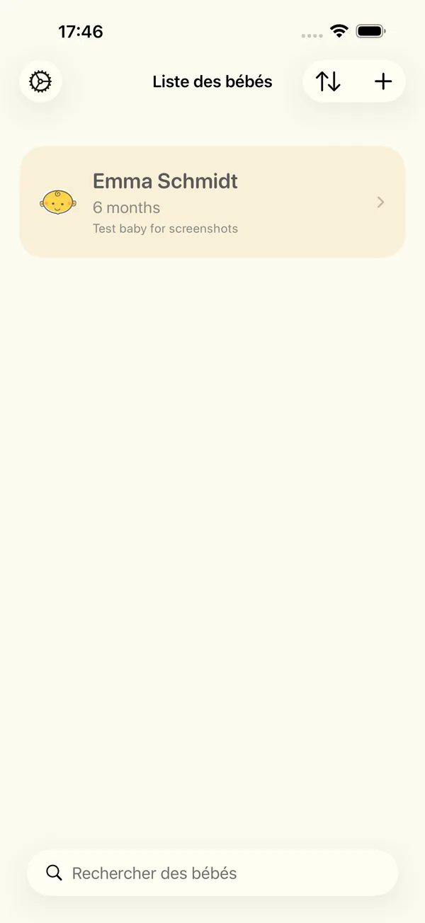 La liste des bébés avec un bébé